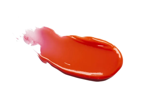 Lesklé Rty Červená Oranžová Barva Šmouha Vzorek Izolovaný Bílém Pozadí — Stock fotografie