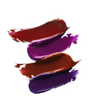 Kırmızı pembe turuncu ruj paleti beyaz izole arkaplan dokusu lekesi