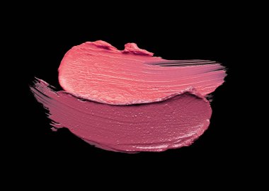 Kırmızı pembe turuncu ruj paleti siyah izole arkaplan dokusu lekesi