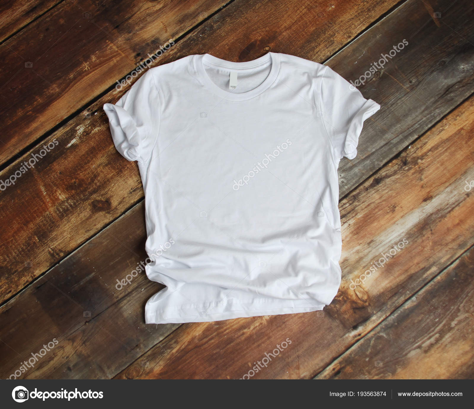 White T Shirt mockup flat lay on wood Stock Photo ©teraberb 193563874