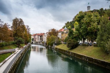  Ljubljana eski kent merkezinde Ljubljanica nehir