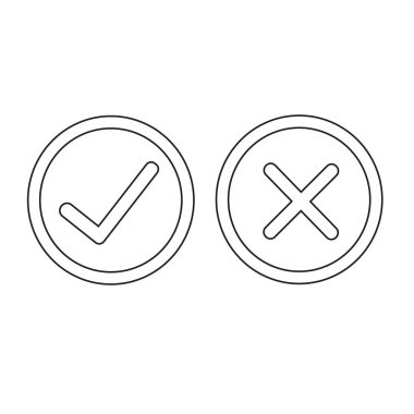 Onay işareti ve yakın işareti simgesi 
