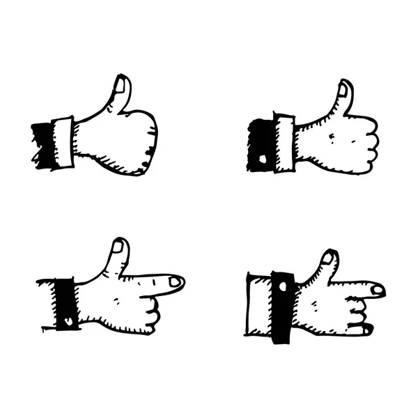 Draw hand thumbs up, like icon — Stock Vector