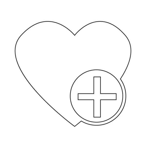 Herz mit Plus-Symbol — Stockvektor