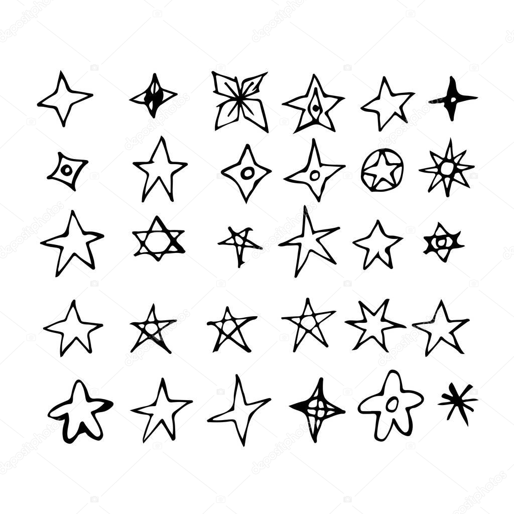 Set of night Stars icon, vector, illustration