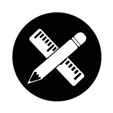 Cetvel simgesi illüstrasyon tasarımı ile kalem