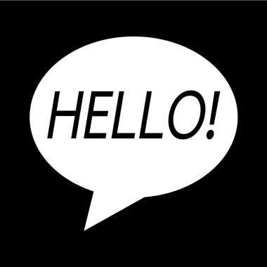 Merhaba word simgesini illüstrasyon tasarımı ile konuşma balonu