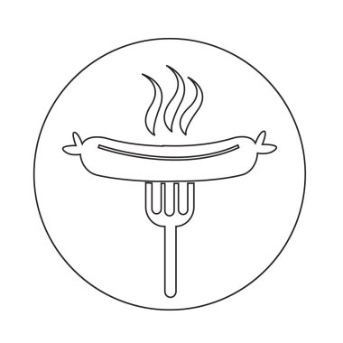 Çatal simgesiyle ızgara sosis.