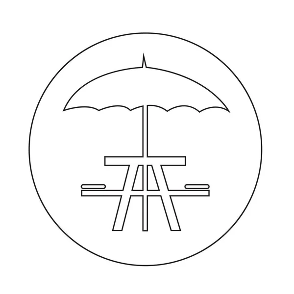 Deštník s ikonou piknikový stůl — Stockový vektor