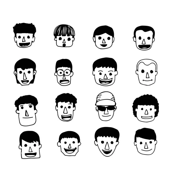 İnsanlar yüz çizgi film simgesi — Stok Vektör