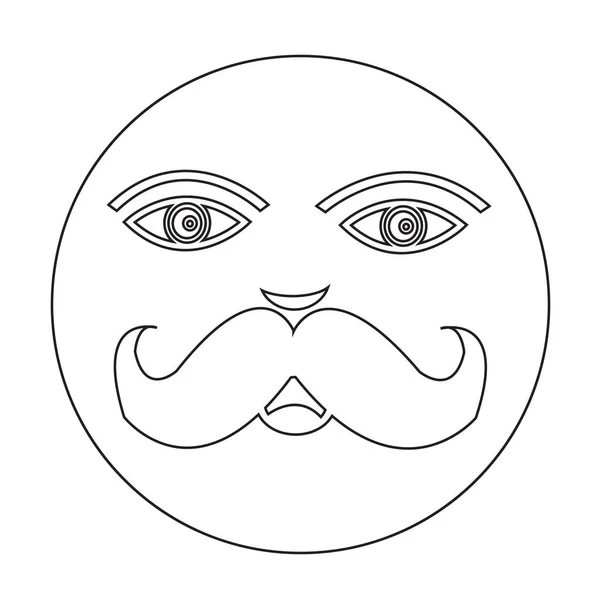 Mustasch kille ansikte ikon — Stock vektor