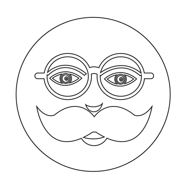 Вуса хлопець обличчя значок — стоковий вектор