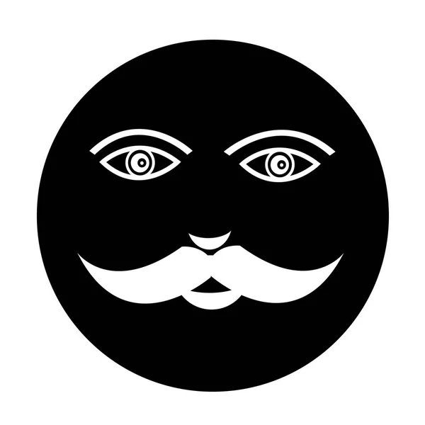 Bigote chico cara icono — Vector de stock