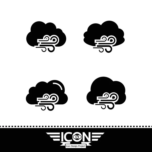 Nube con icono de viento — Vector de stock