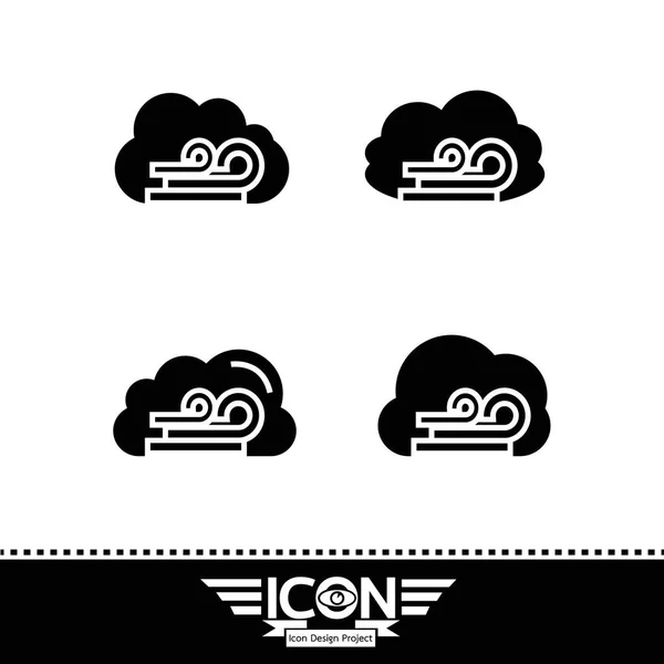Cloud met wind pictogram — Stockvector