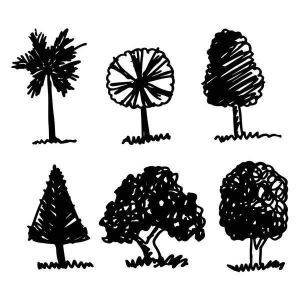 Set of hand drawn trees — Stock Vector