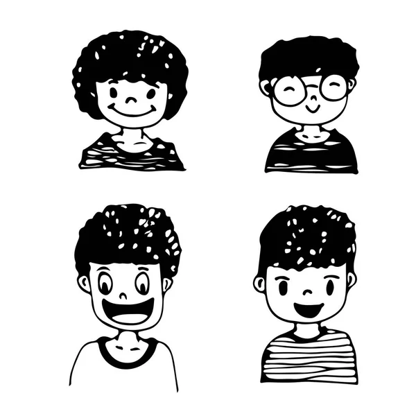 Hommes et femmes visages de dessins animés — Image vectorielle