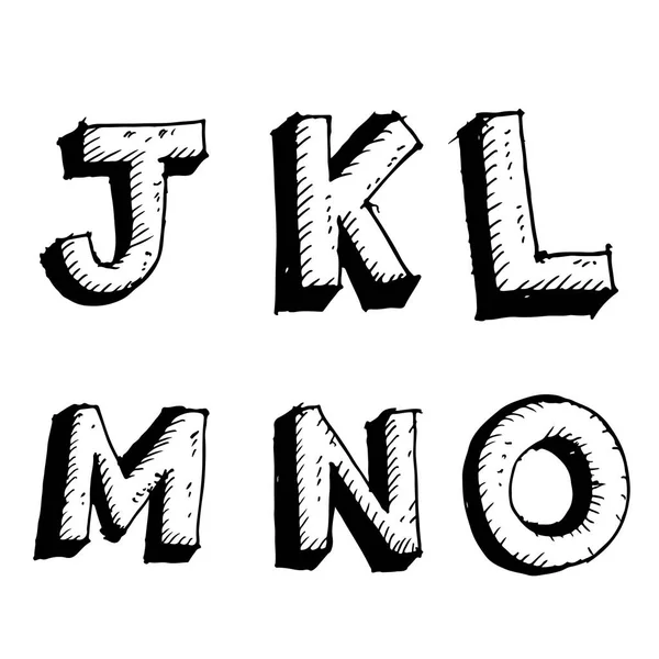 手描きのスケッチ文字 Jklmno — ストックベクタ