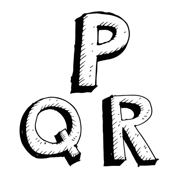 Ручной рисунок буквы PQR — стоковый вектор