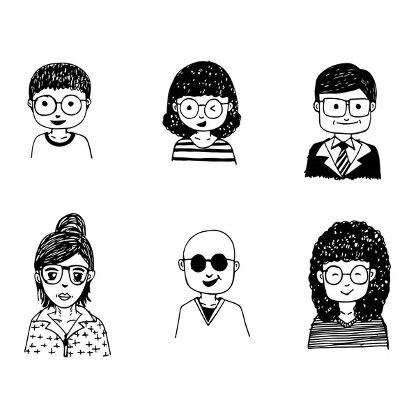 Mano dibujar personajes — Vector de stock