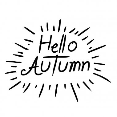 El yazılı Merhaba sonbahar yazı vektör çizim 