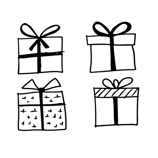 Doodle Gift Icon Vector Illustration — Stock Vector