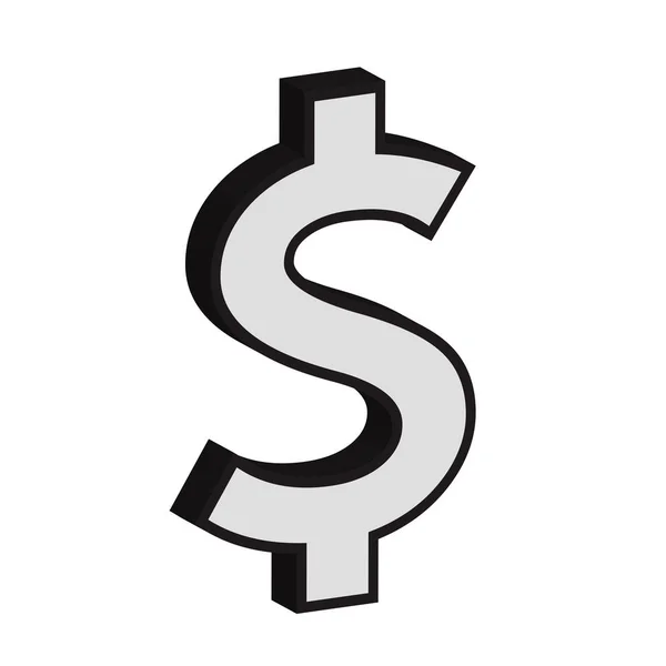 Dollar Argent Icône Vectoriel Illustration — Image vectorielle