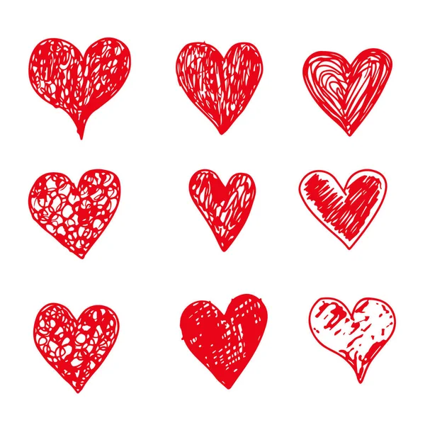 Hand zeichnen Herzen Symbole — Stockvektor