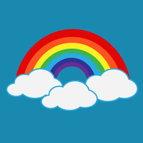 Regenbogen mit Wolken-Symbol — Stockvektor