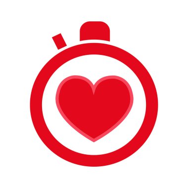 Kronometre beyaz arka plan üzerinde izole kalp simgesi