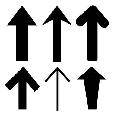 Siyah ok beyaz arka plan üzerinde izole çeşitleri