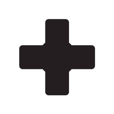 Beyaz arka plan üzerinde izole siyah artı düğmesini