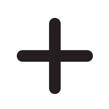 Beyaz arka plan üzerinde izole siyah artı düğmesini