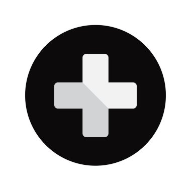 Beyaz arka plan üzerinde izole siyah artı düğmesini