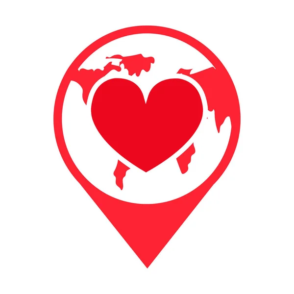 Heart Earth Globe Simple Icom — Stock Vector