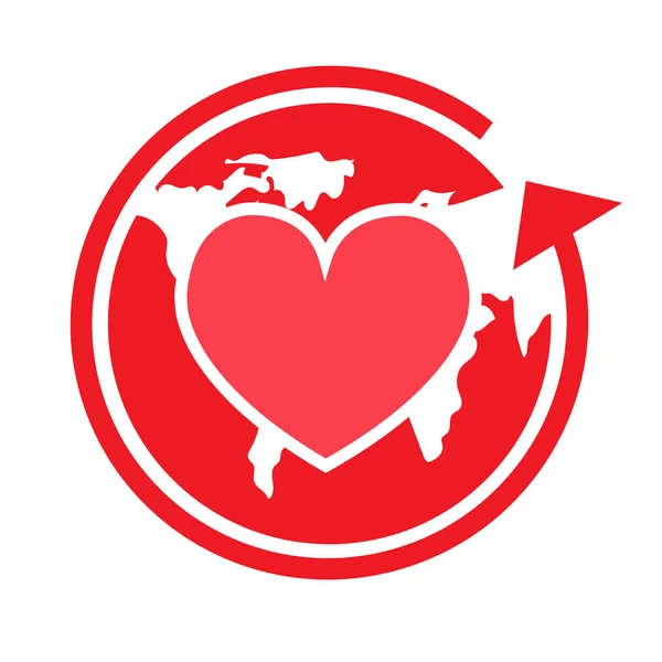 Corazón Tierra Globo Icono Simple — Archivo Imágenes Vectoriales