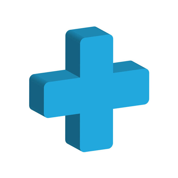 Blue plus button isolated on white background