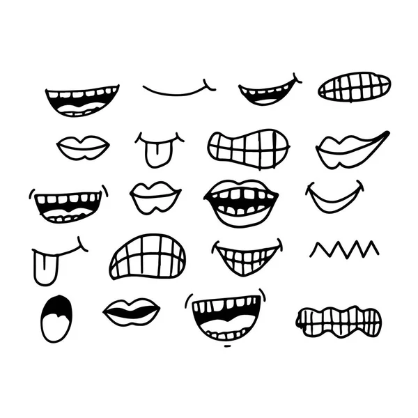 Cartoon mouth icons isolated on white background