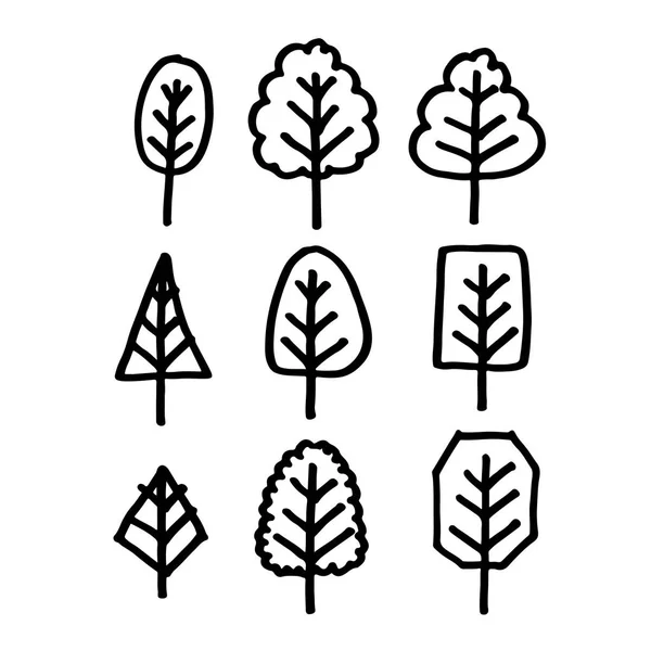 Different Kinds Trees Isolated White Background — Stock Vector