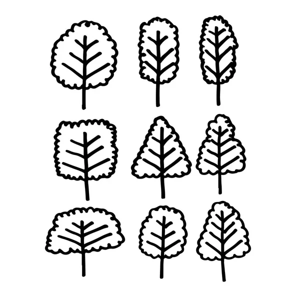 Olika Sorters Träd Isolerad Vit Bakgrund — Stock vektor