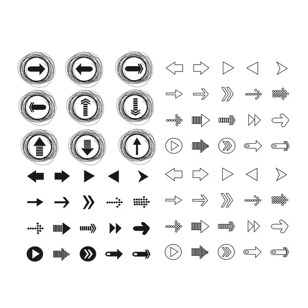 Différentes Icônes Fléchées Isolées Sur Fond Blanc — Image vectorielle