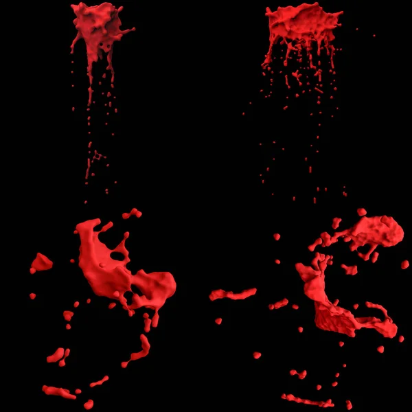 Set of 3D Red Paint Splash Renderings — Stock Photo, Image