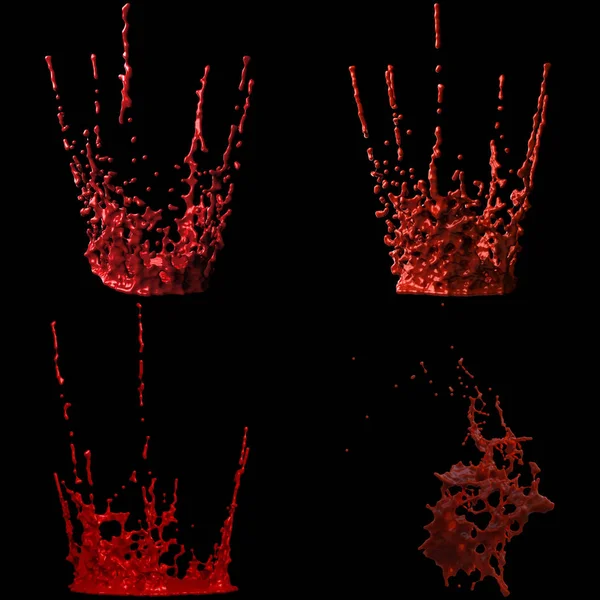Set of 3D Red Paint Splash Renderings — Stock Photo, Image