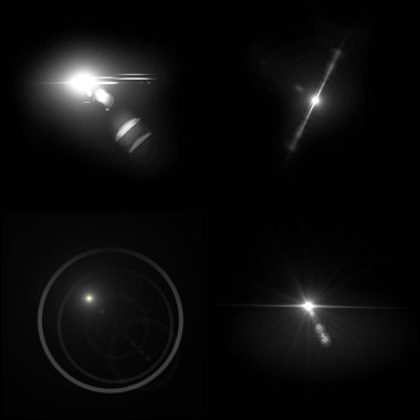 4 Lens Gösterimi siyah arkaplanda izole edildi