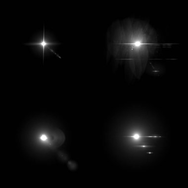 4 Lens Gösterimi siyah arkaplanda izole edildi