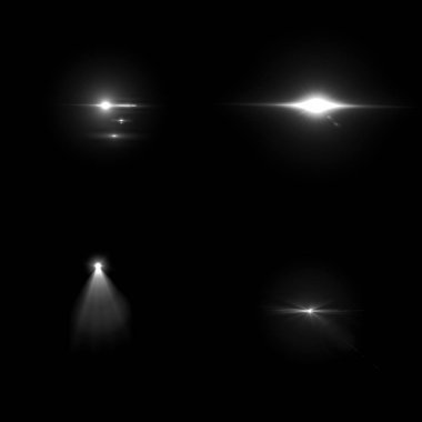 4 Lens Gösterimi siyah arkaplanda izole edildi