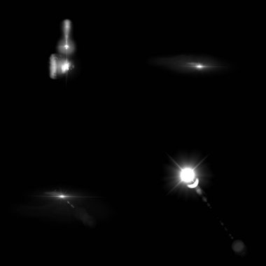 4 Lens Gösterimi siyah arkaplanda izole edildi