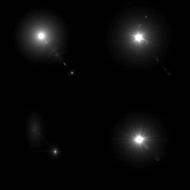 4 Lens Gösterimi siyah arkaplanda izole edildi