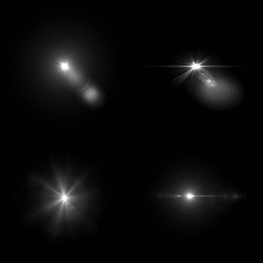 4 Lens Gösterimi siyah arkaplanda izole edildi