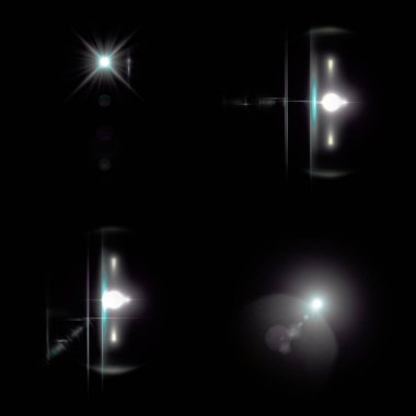 4 Lens Gösterimi siyah arkaplanda izole edildi